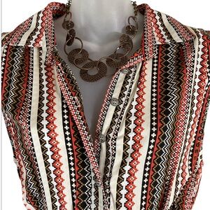 Mandy M Sleevless mini dress NWT size medium fall aztec rayon design vacation